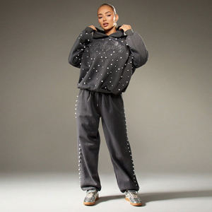 Conjunto Deportivo para Mujer con Lavado Ácido, Sudadera con Capucha y Pantalones Deportivos, Felpa Suave y Cálida, Ropa Deportiva Cómoda para Gimnasio, Entrenamiento, Correr, Viajes y Uso Diario - Product Image 2