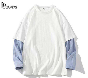 Camiseta Personalizada de Algodón 100%, Cuello Redondo, Gruesa, Doble Capa, con Estampado Personalizado, Camisetas de Algodón con Letras, Mangas de Moda para Hombre - Product Image 4