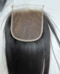 Fermeture frontale en dentelle de base en soie 4x4, cheveux indiens Remy de qualité supérieure, lisses, en brun - Product Image 6