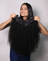 Topper capillaire professionnel en U pour cheveux bouclés, Remy indien, double trame, fixation micro-anneaux, sans produits chimiques, vente en gros, logo personnalisé