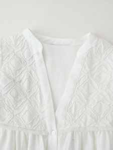 Blusa elegante de gasa para mujer, camisa informal de longitud regular con decoración, patrón sólido - Product Image 3