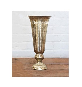 Vase à fleurs rond de qualité supérieure, fait main, en aluminium, couleur or, pour la décoration d'événements - Product Image 3