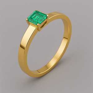 Bague élégante en or jaune 14 carats d'inspiration vintage avec émeraude et diamants en rhodium pour bijoux fins certifiés GIA pour cadeau pour femme - Product Image 1