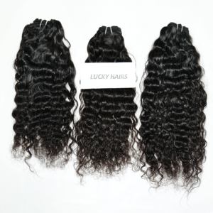 Bundles de cheveux humains vierges naturels indiens non traités Extensions de cheveux Remy alignés sur les cuticules Vague naturelle Styles de vague profonde en vrac - Product Image 2