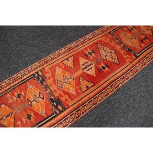 พรมตุรกีวินเทจขนาด 3x12.6 ฟุต พรมขนาดเล็ก พรมขนสัตว์สีส้มเฮอร์กี - Product Image 2