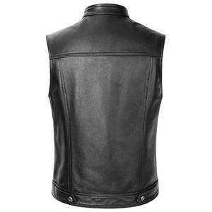 Chaleco de moto de cuero genuino sólido de invierno para hombre chaqueta sin mangas impermeable a prueba de viento - Product Image 2