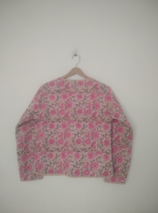 Veste en polaire réversible en coton pour femmes, manteau d'hiver matelassé avec poche boutonnée, veste courte imprimée d'automne - Product Image 6