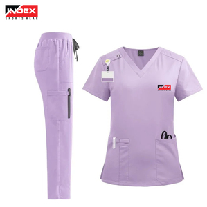 Infirmière médicale gommages uniforme femmes gommage chemise pantalon ensembles avec poches et col en V gommage costume pour l'hôpital - Product Image 3