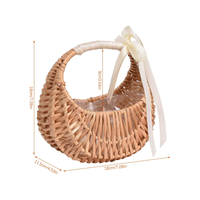 Ensemble de haute qualité de deux paniers de fleurs en rotin panier de paille demi-lune avec poignée et ruban pour la décoration de fête décor à la maison
