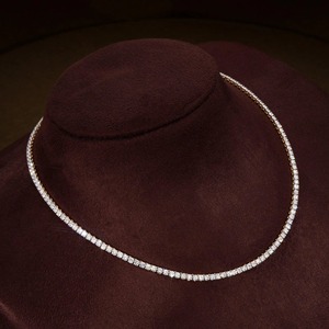 Collier Tennis en Diamant Moissanite Taille Ronde Édition Limitée avec Chaîne en Argent 925, Collier de Mariage pour Femme, Luxe et Tendance - Product Image 4