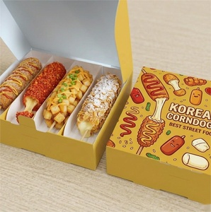 Caja Desechable de Papel <span class=keywords><strong>Amarillo</strong></span> con 4 Compartimentos <span class=keywords><strong>para</strong></span> Corn Dogs de <span class=keywords><strong>Queso</strong></span>, Impresión Personalizada, Empaque <span class=keywords><strong>para</strong></span> Comida Rápida - Product Image 2