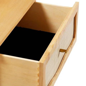 Chevet en rotin au design minimaliste avec 2 tiroirs pour la chambre à coucher, meubles et décoration intérieure, bois d'acajou - Product Image 5