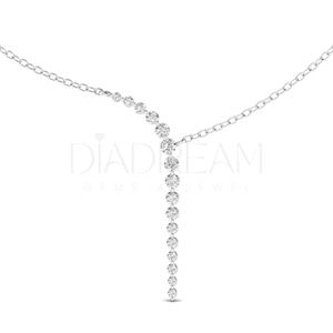 Collar de diamantes de moissanita de corte redondo para mujer, cadena de eslabones de dos tonos chapada en plata de ley 925, estilo clásico personalizable - Product Image 1