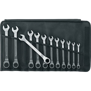 Jeu de clés à cliquet à fourche STAHLWILLE 12 pièces, tailles de clés 8-19 mm, réversibles - Product Image 1