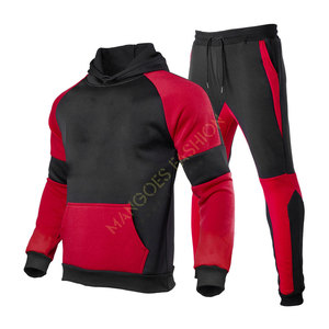 Survêtements de sport pour hommes, en molleton épais respirant, couleur unie, avec veste technique et pantalon de jogging imprimé, conception OEM - Product Image 1