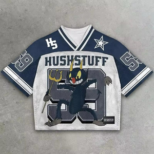 2025 ropa deportiva de gran tamaño personalizada algodón malla cuello redondo fútbol Jersey Hombres estilo superior serigrafía Boxy Jersey adultos práctica - Product Image 5