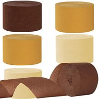 6 rouleaux de guirlandes en papier crépon marron (chaque rouleau 25M X 4.5CM) – Guirlandes marron style bohème rustique pour décorations de fête neutres ou de remise de diplôme