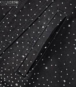 แจ็คเก็ตยีนส์สีพื้นแบบกระดุมแถวเดียว ขายดี คุณภาพสูง โลโก้ด้านหน้า ทรงเข้ารูป ผลิตในปากีสถาน ลดราคา - Product Image 5