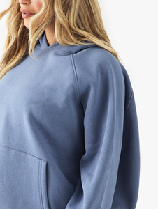 Sudaderas con Capucha Holgadas de Gran Tamaño, Estilo Urbano, Ecológicas, de Mezcla de Poliéster/Algodón, Color Azul Sólido, con Mangas Raglán, en Oferta - Product Image 4