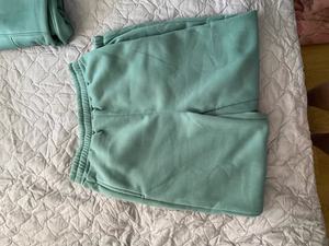 Top de mujer de dos piezas de media cremallera de cuello alto polar pantalones de chándal informales sueltos logotipo personalizado sudadera de mujer - Product Image 6