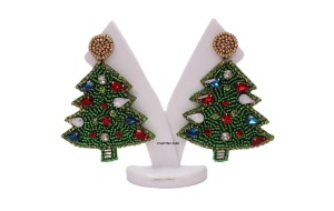 Women's Christmas Seed Bead Rhinestone Christmas Tree Party <b>Earrings</b>-Wholesale - Product Image 3