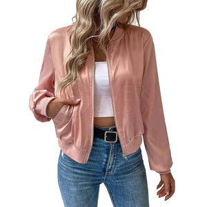 Blousons bombardiers nouvelle mode manteaux pour femmes avec fermeture éclair à manches longues col montant vêtements d'extérieur de baseball blousons bombardiers - Product Image 1