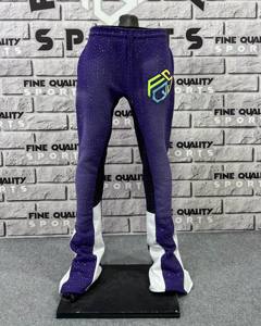 Streetwear personnalisé pour hommes, pantalons en coton, pantalons Stack Sun Faded Men Joggers Fleece Rhinestones Pantalons empilés Pantalons évasés pour hommes - Product Image 2