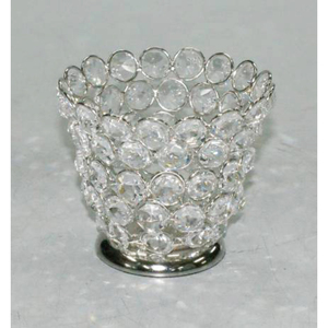 Portavelas de Cuentas de Cristal en Forma Redonda, Ideal para Bodas y Eventos, Elegante Decoración de Mesa, Candelabro Votivo - Product Image 1