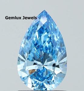 Diamante Cultivado en Laboratorio con Certificación IGI, Claridad VS, Corte Pera, Color Azul Intenso, Diamante Suelto para Joyería - Product Image 1