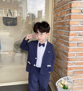 Costume d'hiver rayé 2 pièces de haute qualité avec broderie nouveauté ensembles de vêtements de fête pour bébé garçon pour 1 à 7 ans en gros - Product Image 1