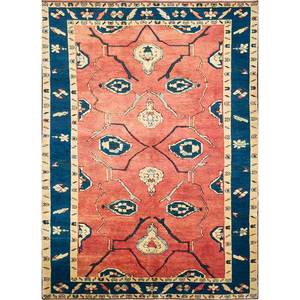 Tapis en laine de grande surface de style classique Nuray, noué à la main, motif médaillon rouge et orange, pour la maison et le couloir Pae-944 - Product Image 1