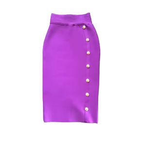 Falda Midi de talla grande para mujer con botones cubiertos a la moda Falda Midi de Talla Grande para mujer - Product Image 5