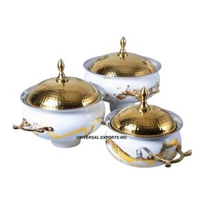 Ensemble de trois casseroles en métal pour la cuisine Casserole design faite à la main Forme ronde Luxe Nouveau chauffe-plats en métal - Product Image 1