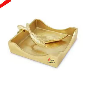 Servilletero con acabado dorado de aluminio y metal de último diseño con diseño de flor plateada para restaurante y bar de hotel - Product Image 4