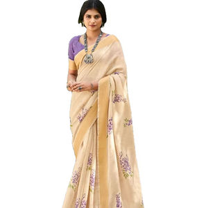 Dernier modèle de sari en coton et soie de haute qualité pour femmes, avec bordure en dentelle, idéal pour les fêtes et festivals, par Fab Zone Indian & Pakistani Clothing - Product Image 1