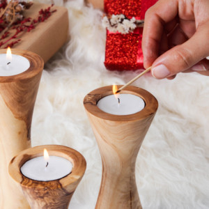 Petit ensemble de service de boissons en bois de style méditerranéen ArtisRaw apéritif plat bougeoir-cadeau élégant pour les boissons au café et au thé - Product Image 3