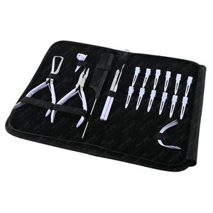 Kit d'outils d'extension de cheveux professionnels pince d'extension de salon peigne à aiguille incurvée de trame 10 pièces pince de retrait de clips de sectionnement - Product Image 6