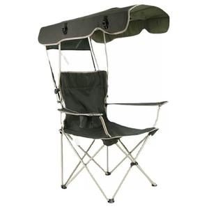 Silla de Playa con Toldo, Soporta 330 Libras, Silla Plegable para Camping con Toldo y Portavasos, Bolsillo Lateral para Campamento, Playa, Pesca - Product Image 1