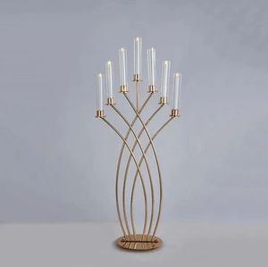 Soporte de vela 7-Batti de latón de diseño adornado para regalar durante festivales como Diwali Navratri o eventos de inauguración de la casa - Product Image 1