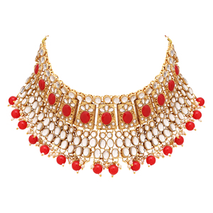 Timeless Treasure Plaqué Or Kundan Colliers Ras Du Cou Ensemble pour les Fêtes Cadeaux Fiançailles Fait de Bijoux en Alliage - Product Image 4