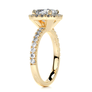 Anillo de Compromiso con Halo de Diamante Cultivado en Laboratorio de Corte Asscher, Color F, 1.55 Quilates, Oro Amarillo de 14K, Claridad VS, Certificado IGI, Estilo Bohemio - Product Image 5