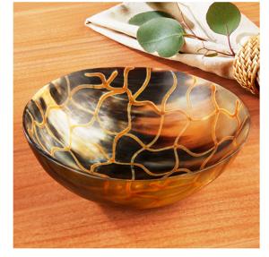 Bol en agate décoratif ultra brillant fabriqué à la main fabriqué en Inde à partir de corne de buffle naturelle et élégante forme ovale - Product Image 5