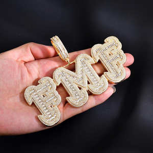 925 Plata Moissanite letra colgante Hip Hop Iced joyería hombres personalizado lujo brillo boda collar moda accesorio chapado en oro - Product Image 4