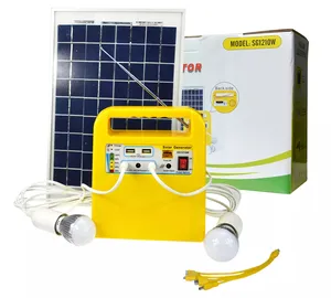 20W 256wh Portable Small MINI Solar Energy System Home Lighting power kit With 3W LED DC Fan for TV, Fan Light Mobile