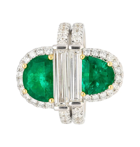 Anillo Chapado en Plata de Ley 925 Sólida Mariposa Rara Vivid Green Muzo Old Mine Esmeralda Colombiana y Anillo de Diamantes - Product Image 5