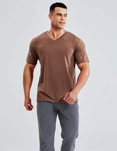 Camisetas Deportivas de Cuello en V para Hombre, Camisetas Deportivas de Manga Corta, Suaves, Informales, para Gimnasio, que Absorben la Humedad, de Fibra de Bambú, Tejidas - Product Image 1