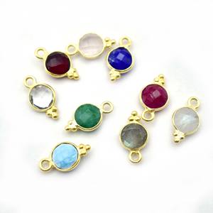 Conjunto de bisel de amatista redondo, colgante de diseño de tres Rawa, joyería de piedras preciosas facetadas, regalo delicado para ella - Product Image 2