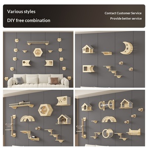 Sistema de Árbol para Gatos de Pared Personalizado al por Mayor con Plataformas de Madera de Pino, Condominio para Gatos, Túnel y Postes de Sisal para Hogares con Múltiples Gatos - Product Image 3