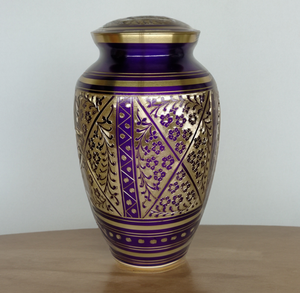 Urna Funeraria de Latón Grabada en Azul Antiguo, Estilo Americano/Europeo, para Adultos, para Guardar Cenizas de Cremación - Product Image 2