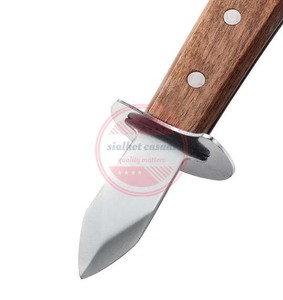 Cuchillo de acero inoxidable para almejas y mariscos con mango de madera - Product Image 2